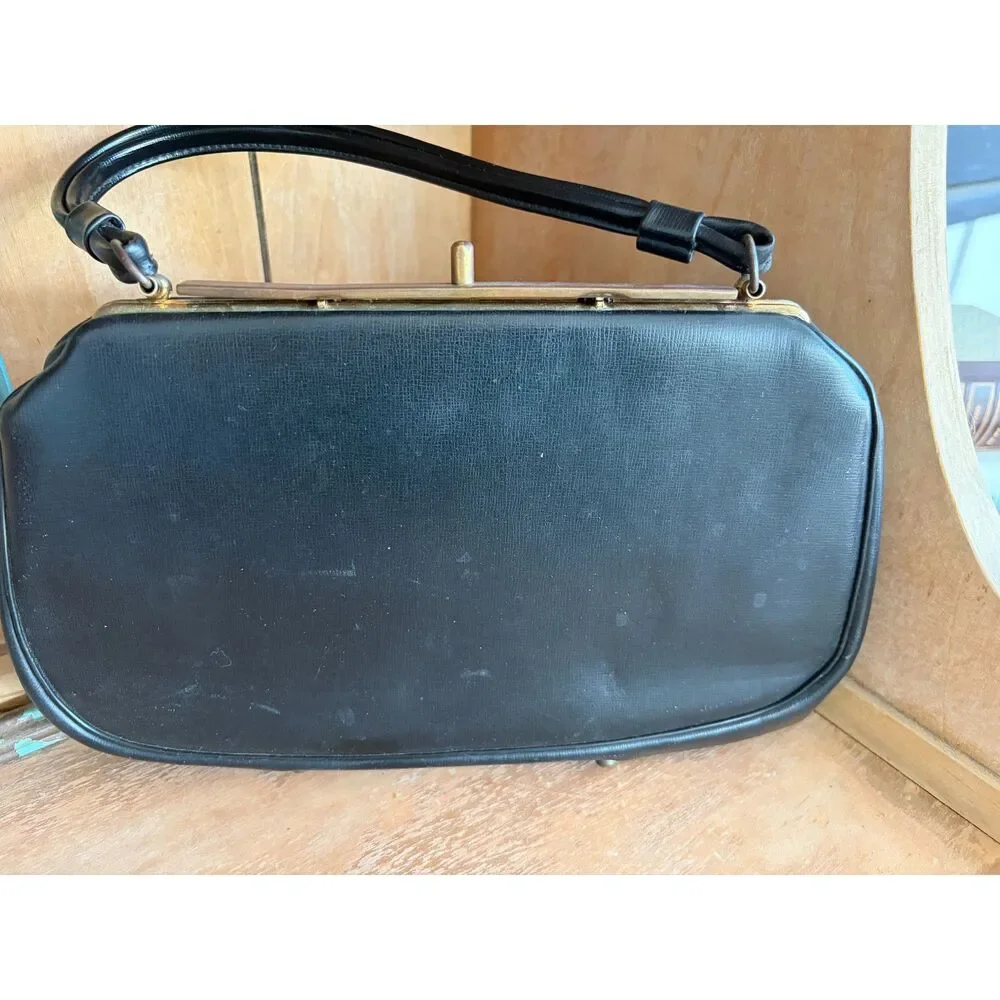 Vintage Delicato Black Retro Mod Rockabilly Structured Classic  50's 60s Handbag